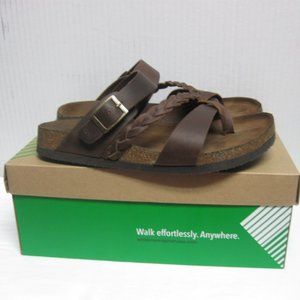 Footbeds Brown Leather Sandals HAZY Flats sz 8M Like New